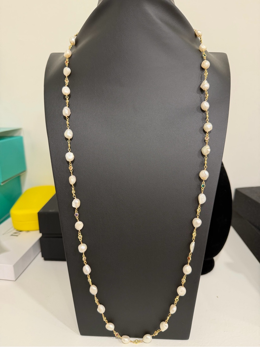 Adina Eden Gold Chain with White Pearls Station Necklace